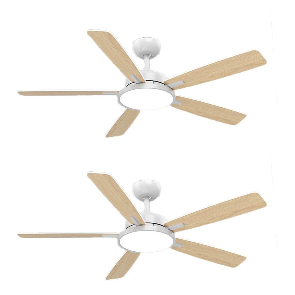 QRMOK 2-pack T5 52 Smart Indoor White Ceiling Fan with