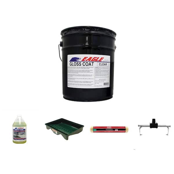 5 Gal. Concrete Sealer, 1 gal. Etch and Clean, 18 in. x 21 in. Tray, 18 in. x 3/4 in. Roller, and 12-18 in. Frame