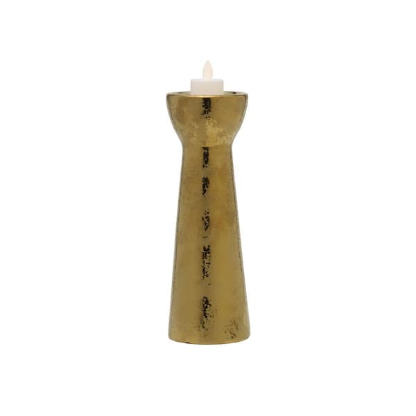 Elements Foil Ceramic Candle Holder, 12 in. Gold