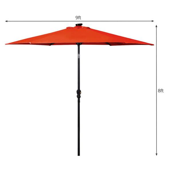 Costway 9 ft. Steel Cantilever Solar Tilt Patio Umbrella LED