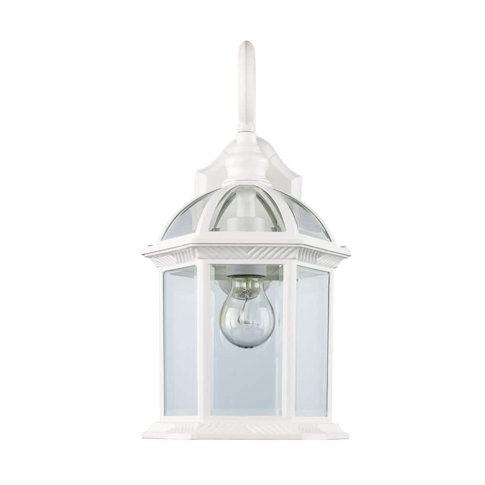 Elegant White 8'' Outdoor Wall Sconce with Weather-Resistant Finish