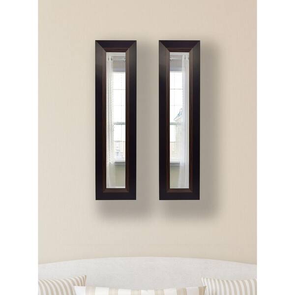 Unbranded 15.75 in. x 39.75 in. Brown Lining Vanity Mirror (Set of 2-Panels)