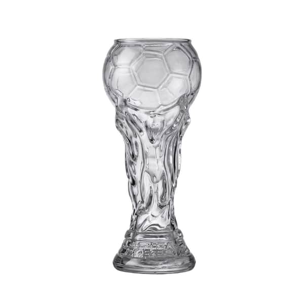 16 oz. Amber Plated World Cup Trophy Beer Glass, Hercules Cup Shaped Soccer Tumbler, Clear World Cup Beer Glass