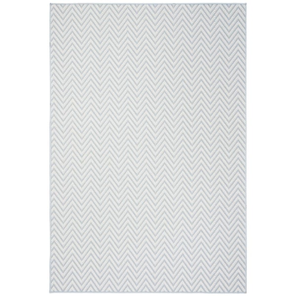 Bermuda Light Blue/Cream 8 ft. x 10 ft. Chevron Indoor/Outdoor Patio  Area Rug
