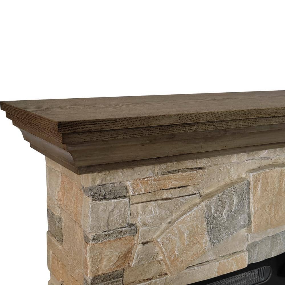40" Bisque and Muddy Freestanding Electric Fireplace with Stone-Brick Mantel