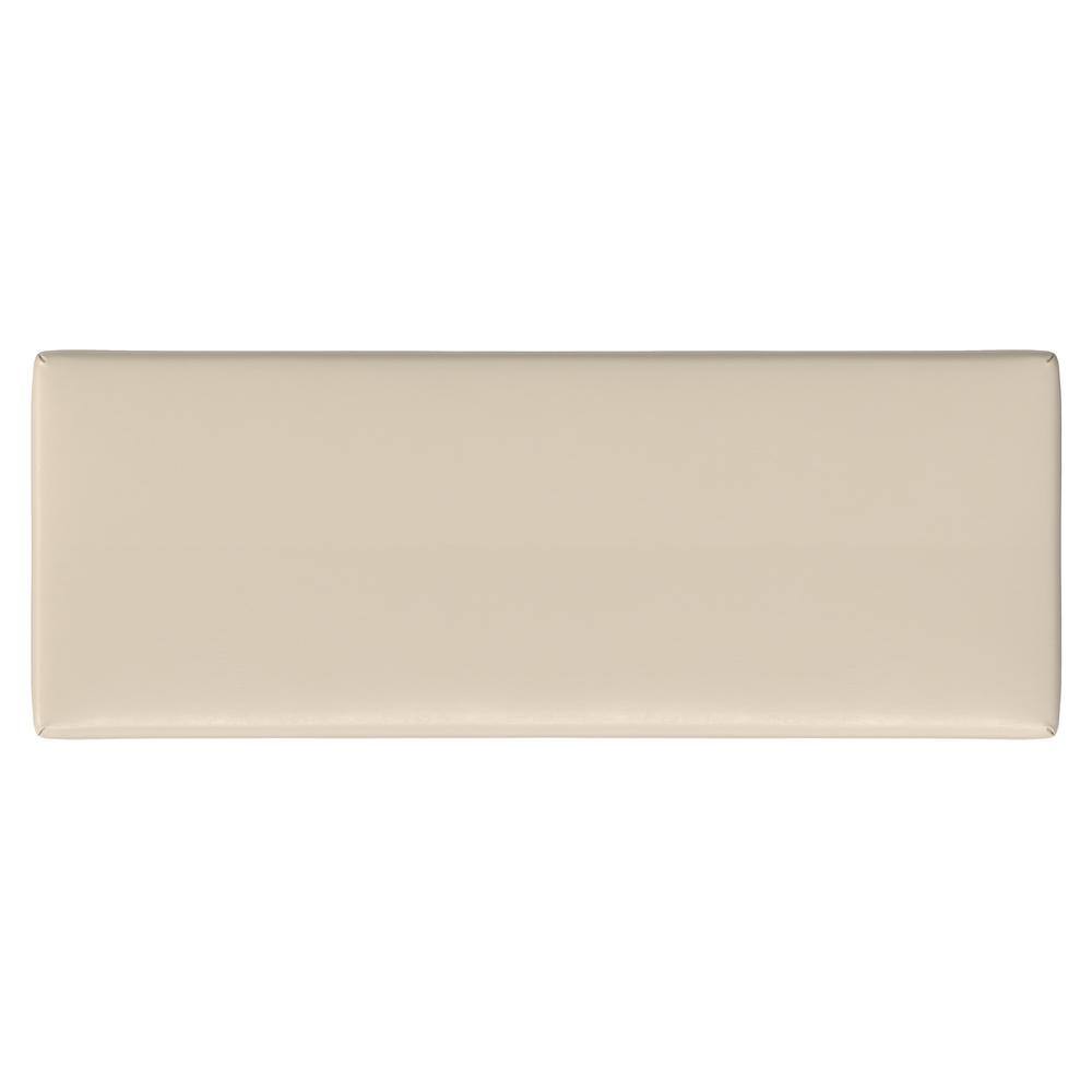 Chanelle 48" Satin Cream Faux Leather Mid-Century Ottoman Bench