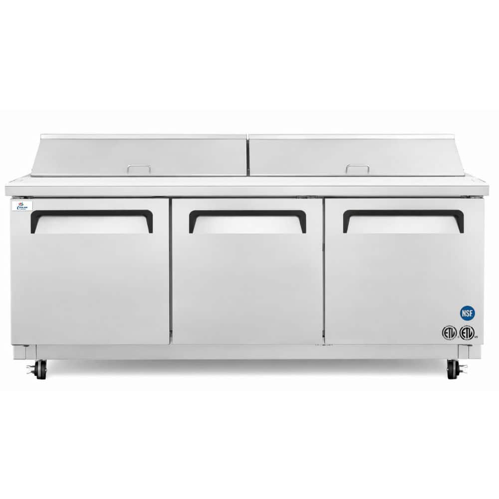 72 in. W 20.27 cu. ft. Commercial Refrigerator Sandwich and Salad Preparation Table 2-Door in Stainless Steel