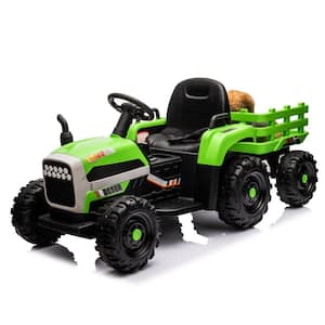 Ride on Tractor with Trailer,12V Battery Powered Electric Tractor Toy with Remote Control, Electric Car for Kids