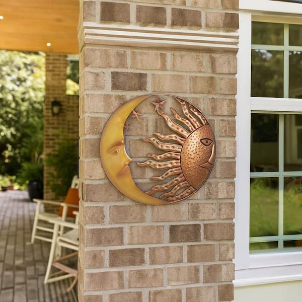 Benjara Celestial Metal Sun Moon Wall Decor BM05395 - The Home Depot
