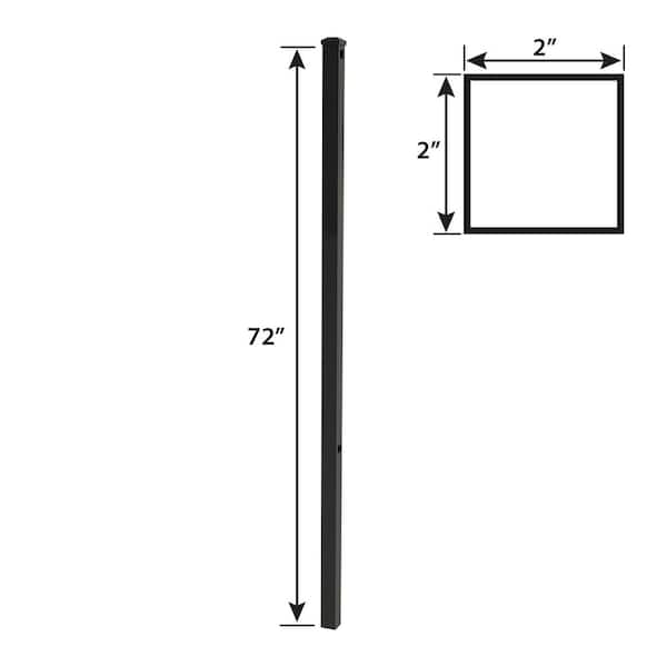 FORGERIGHT Newtown 2 in. x 2 in. x 6 ft. Aluminum Black Fence Line Post with Flat Cap (6-Pack)