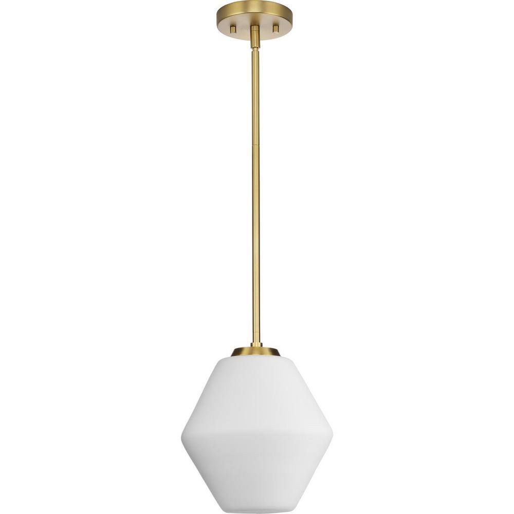 Copeland Brushed Gold Pendant with Opal Glass Shade
