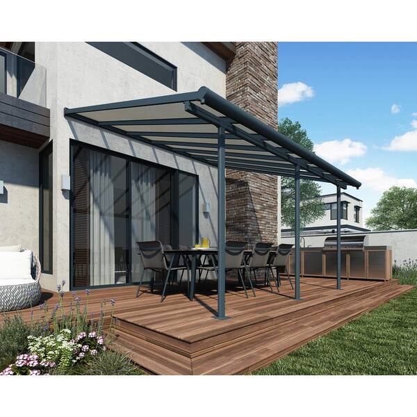 Canopia By Palram Sierra 10 Ft X 14 Gray Bronze Aluminum Patio Cover 705329 The Home Depot Canopia By Palram Sierra 10 Ft X 14, Shade Cover For Patio Home Depot