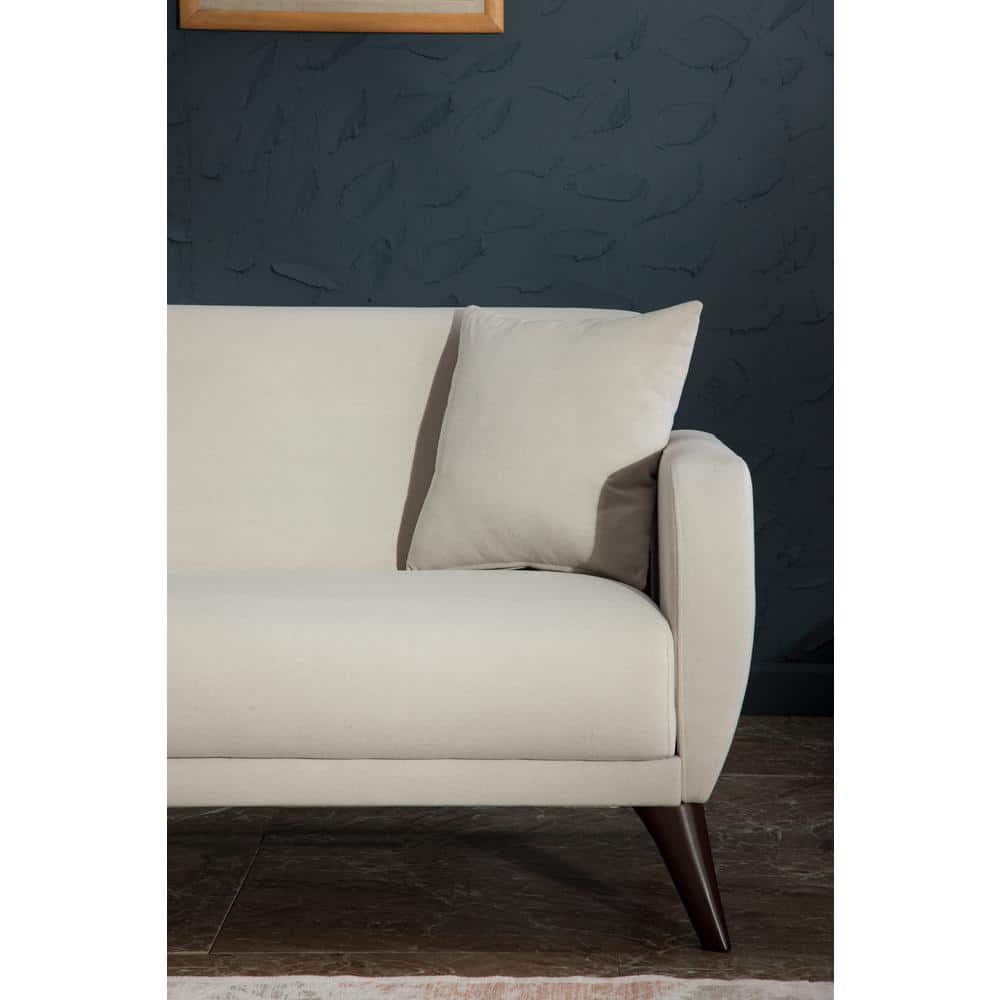 Beige Twin Fabric Sectional with Storage and Rolled Arms