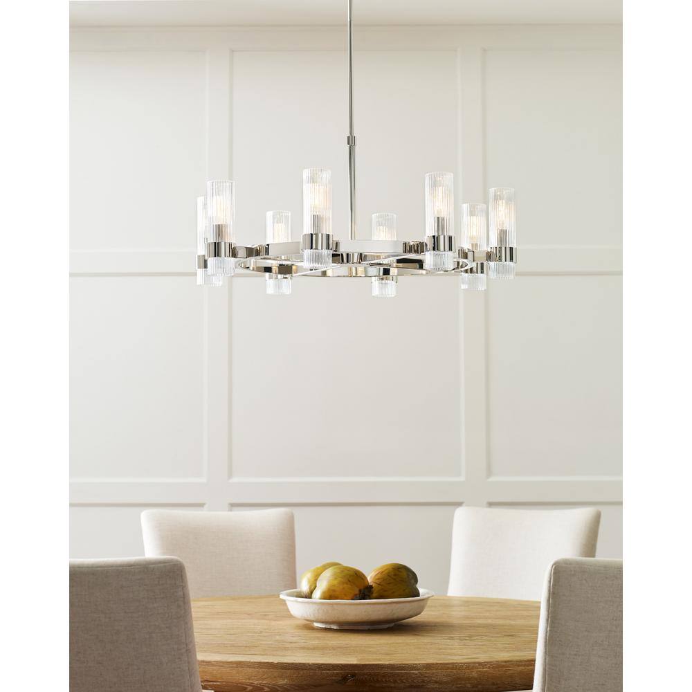 Geneva Polished Nickel 8-Light Chandelier with Clear Glass Shades
