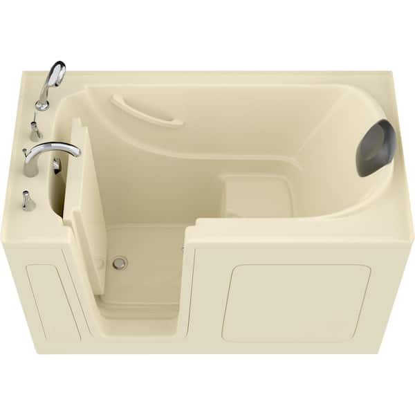 Universal Tubs Safe Premier 60 in L x 32 in W Left Drain Walk-in Non-Whirlpool Bathtub in Biscuit
