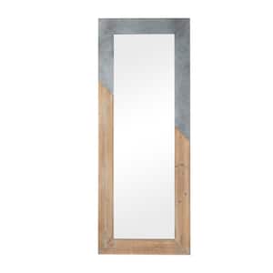 71 in. x 28 in. Rectangle Framed Beige Wall Mirror with Metal Detailing
