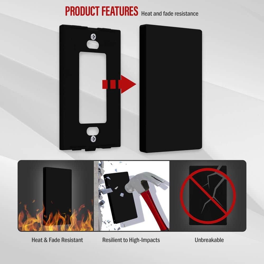 White Rectangular Plastic 1-Gang Screwless Wall Plate