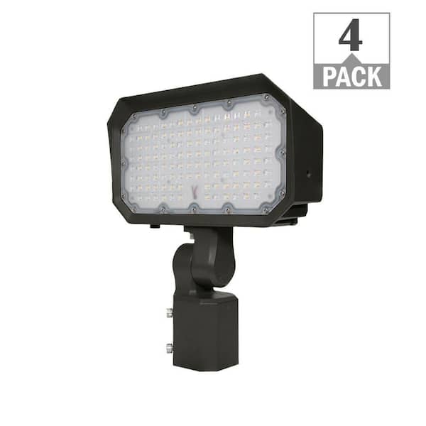 Commercial Electric 180-Watt Equivalent 12 in. 9100 Lumens Bronze Outdoor Integrated LED Flood Light with Slip Fitter Mount (4-Pack)