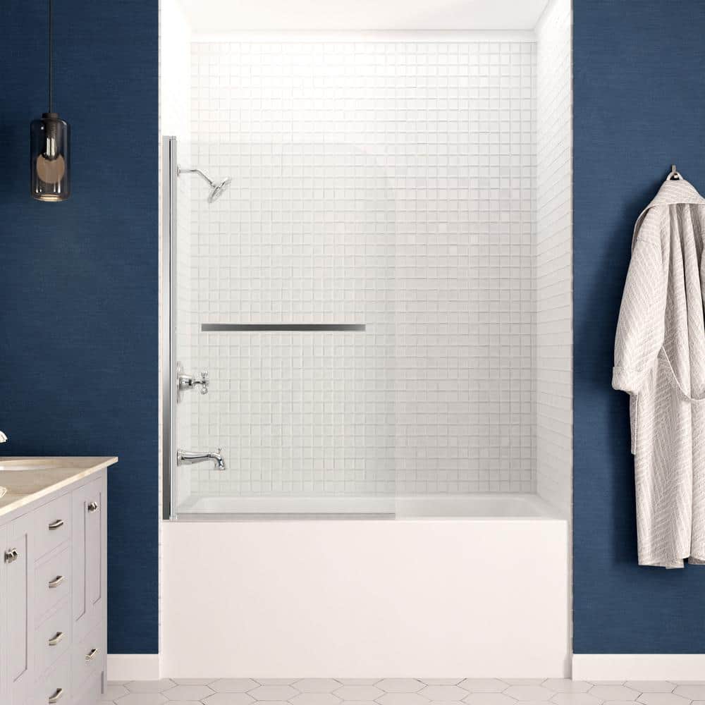Myth 28" x 56" Frameless Hinged Tub Door in Polished Chrome