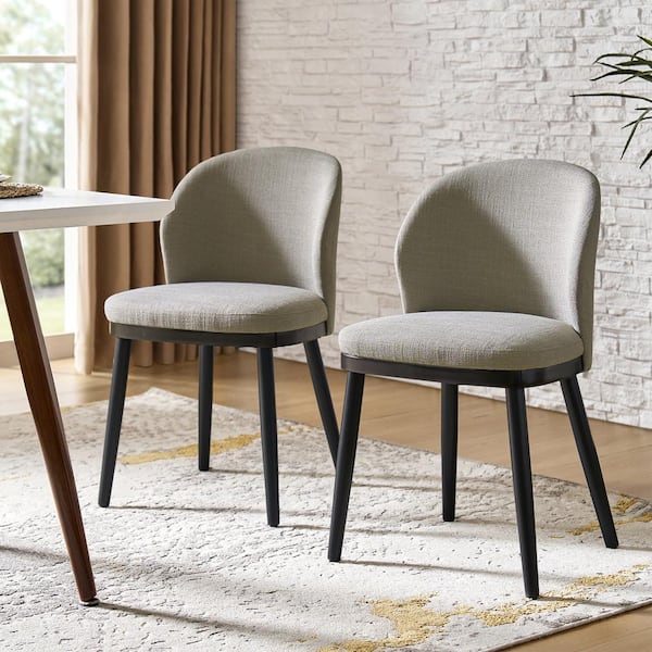 JAYDEN CREATION Holden Gray Modern Dining Chair with Solid Wood Legs Set-2