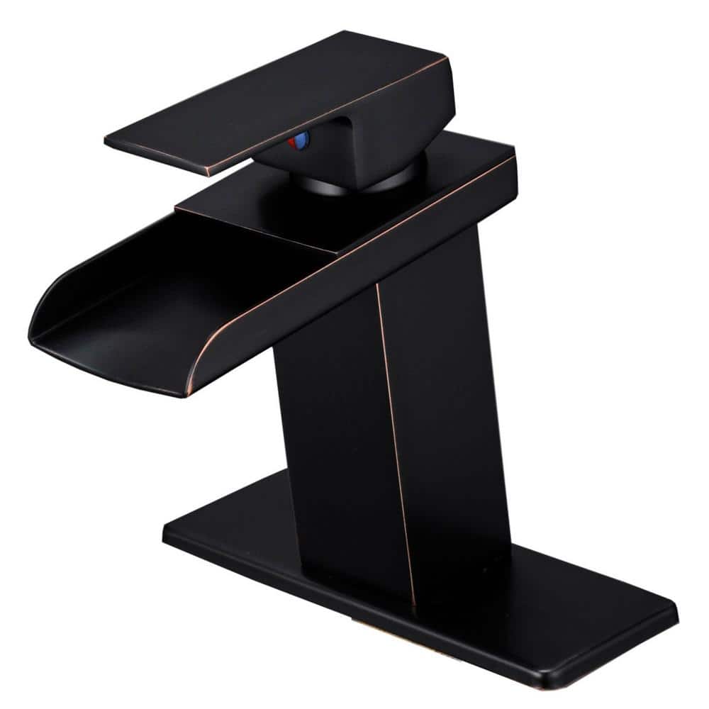 Oil-Rubbed Bronze Single-Handle Waterfall Bathroom Faucet