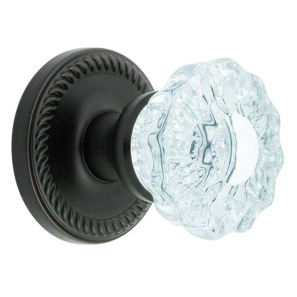 Grandeur Newport Rosette Timeless Bronze with Passage Fontainebleau Crystal Knob
