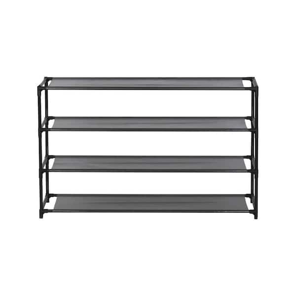 23 in. H x 29 in. W Space Saving 12-Pair Black Stainless Steel Shoe Rack