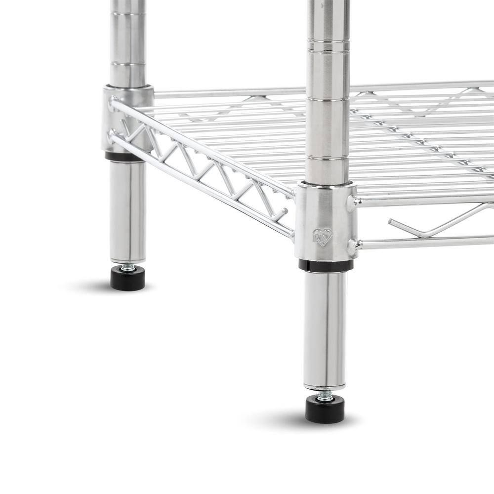 IRIS USA 3-Tier Silver Metal Storage Cart with Casters