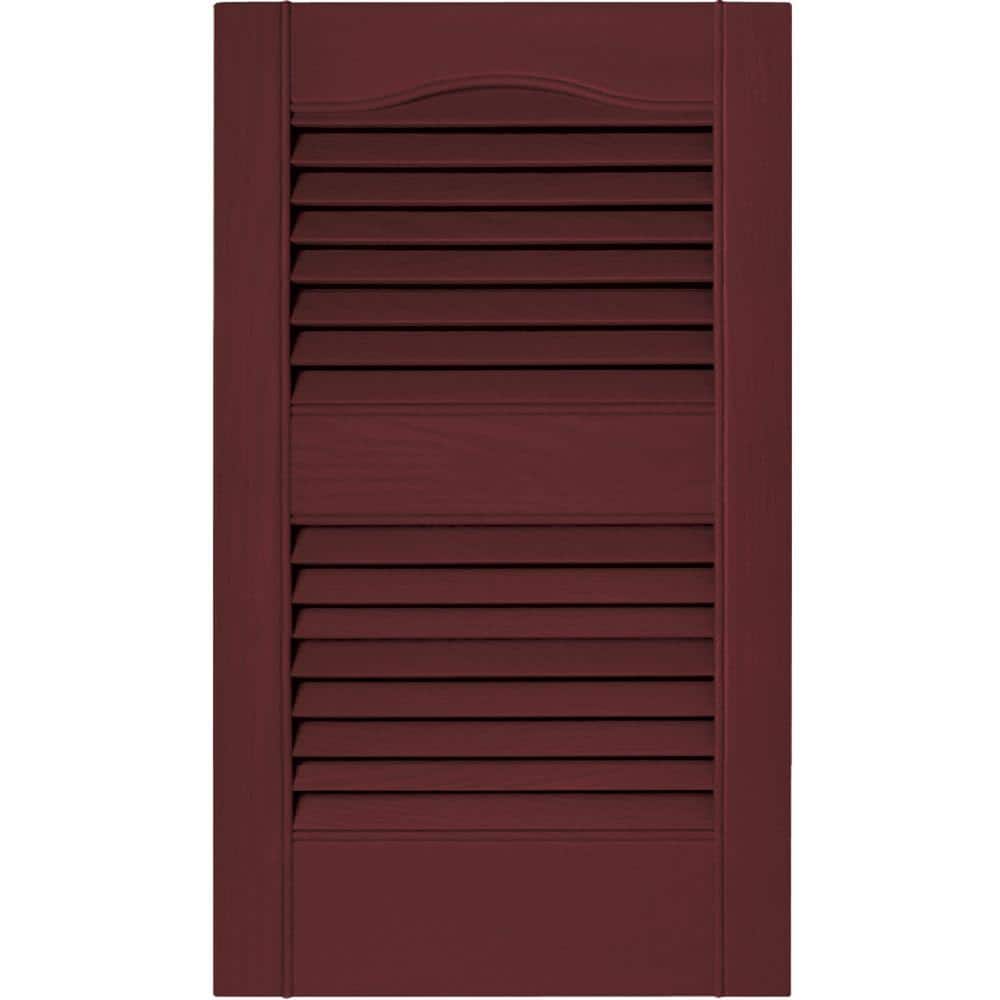 Builders Edge Builders Edge 15 in. x 25 in. Louvered Vinyl Exterior Shutters Pair in ...