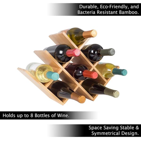 Tabletop 8 Bottle Holder Freestandings Bamboo Wine Rack 889494UIF