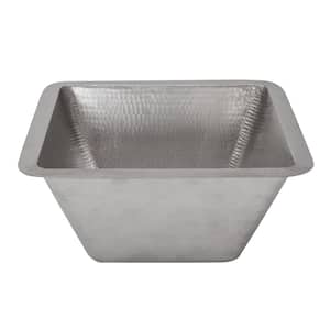 Nickel 16 Gauge Copper 15 in. Dual Mount Rectangle Bar Sink with 3.5 in. Drain Opening