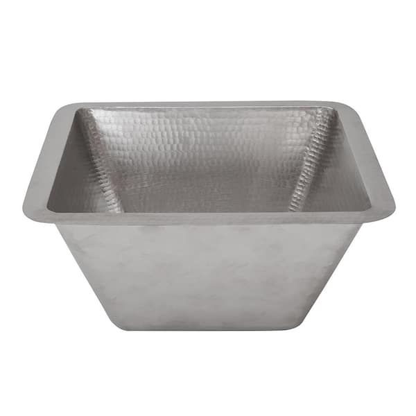 Premier Copper Products Nickel 16 Gauge Copper 15 in. Dual Mount Rectangle Bar Sink with 3.5 in. Drain Opening