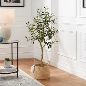 4ft Faux Olive Tree in White Pot