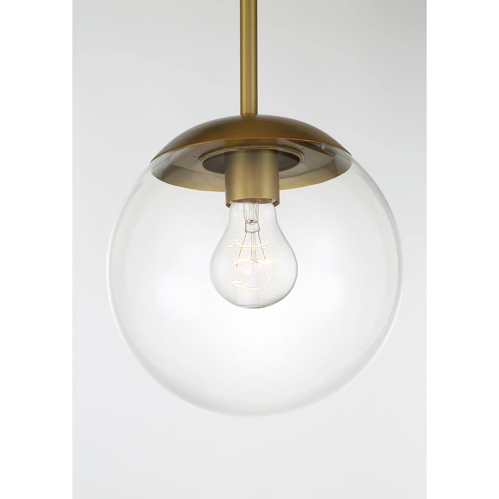 Auresa Modern Mini Pendant Light in Soft Brass with Clear Glass Orb
