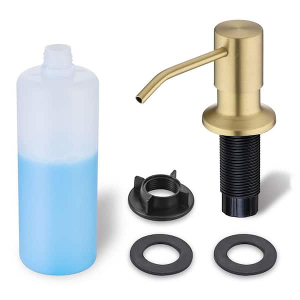 Soap Dispenser for Kitchen Sink, Brushed Gold Built in Countertop Dispenser, Long Spout Design with Gold Pump