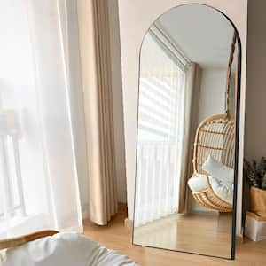 71 in. x 28 in. Modern Arched Shape Framed Black Full Length Floor Standing Mirror