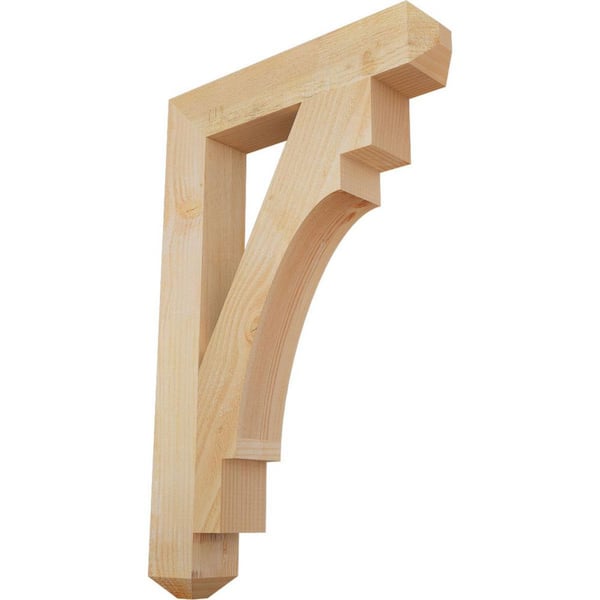 Ekena Millwork 4 in. x 34 in. x 22 in. Douglas Fir Merced Craftsman Rough Sawn Bracket