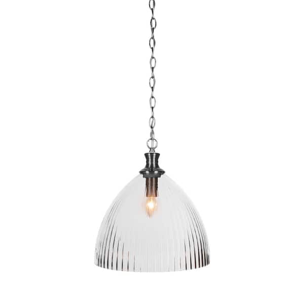 Unbranded Orleans 60-Watt 1-Light Brushed Nickel Shaded Mini Pendant Light with Glass Shade
