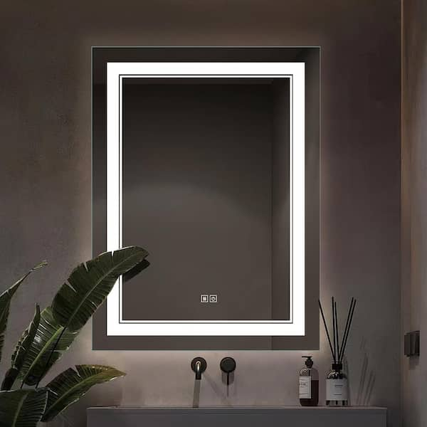 Keonjinn 48 x 24 inch LED Bathroom Mirror, Modern Rectangle LED