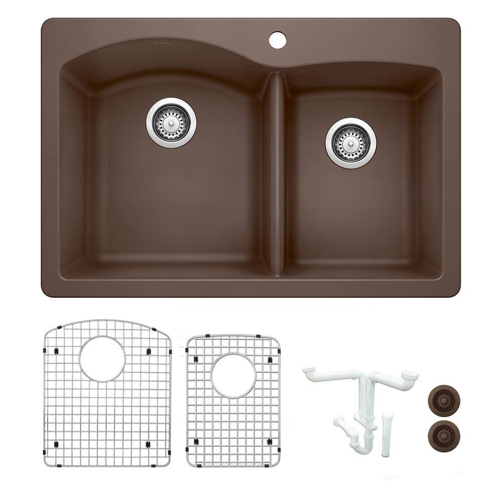 Diamond 33 in. Drop-in/Undermount Double Bowl Cafe Granite Composite Kitche
