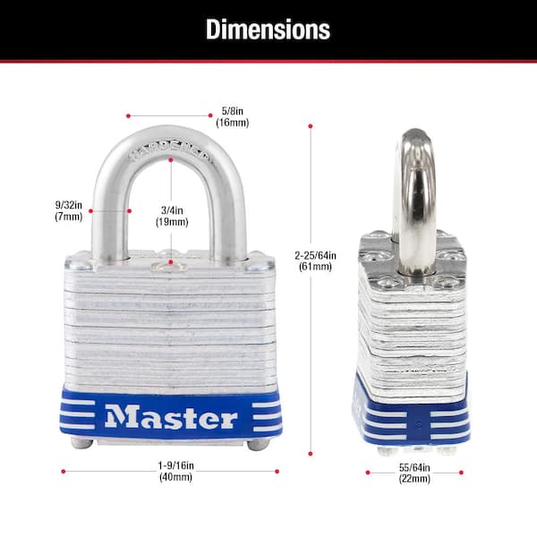 Master Lock Shackle 1 9/16 Key Padlock : Target