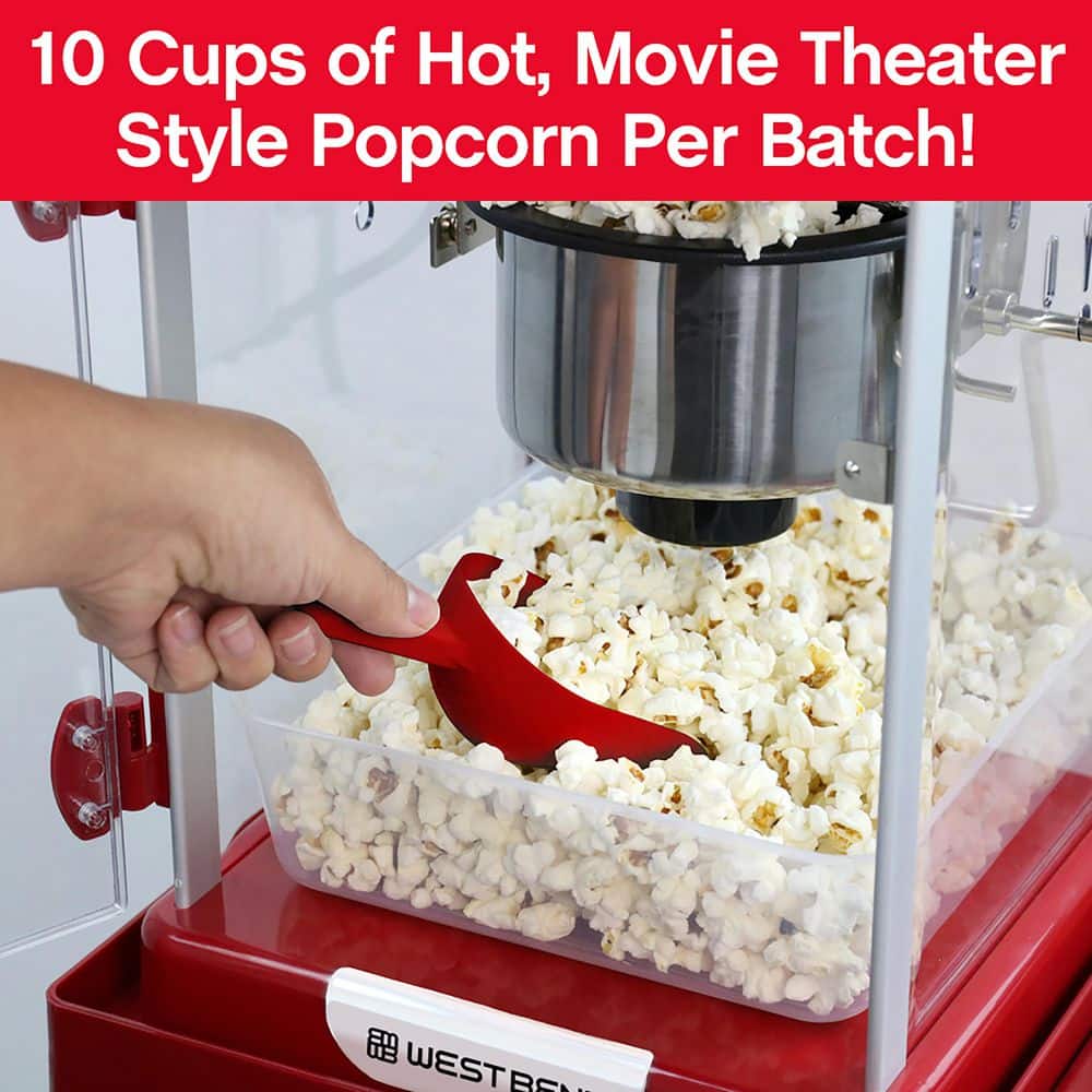 Vintage Red Stainless Steel Popcorn Machine with Cart