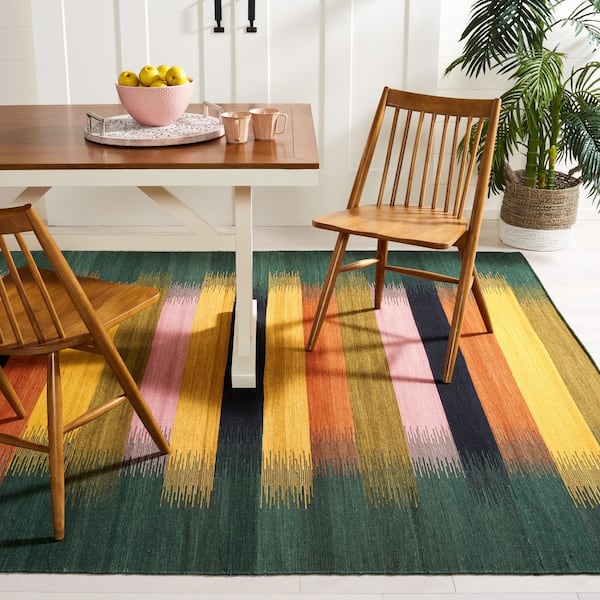 Dhurries 8 ft. x 10 ft. Brown/Yellow Gradient Striped Area Rug