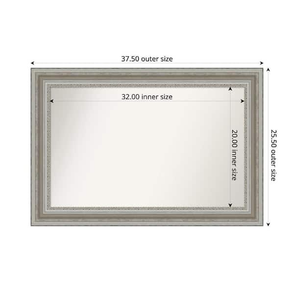 Amanti Art Parlor Silver 37.5 in. x 25.5 in. Custom Non-Beveled Recycled Polystyrene Framed Bathroom Vanity Wall Mirror