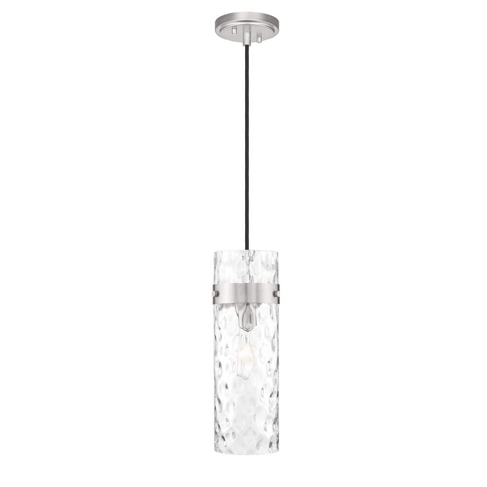 Fontaine 5.75 in. Brushed Nickel 1 Light Pendant with Clear Water Glass Sha