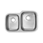 Undermount 16-Gauge Stainless Steel 32 in. 0-Hole 40/60 Double Bowl Kitchen Sink