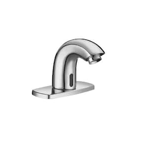 SF2150 Battery-Powered Low Body Single Hole Touchless Bathroom Faucet with 4 in. Deck Plate in Polished Chrome