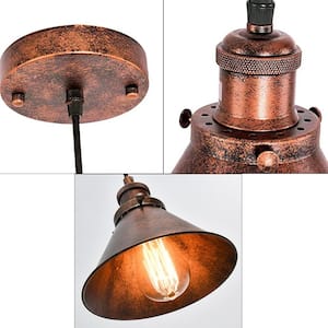 BARN 1-Light Copper Hanging Barn Pendant Light with Cone Metal Shade and 78 in. Adjustable Cord (3-Pack)
