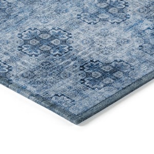 Chantille ACN557 Navy 8 ft. x 8 ft. Round Machine Washable Indoor/Outdoor Geometric Area Rug