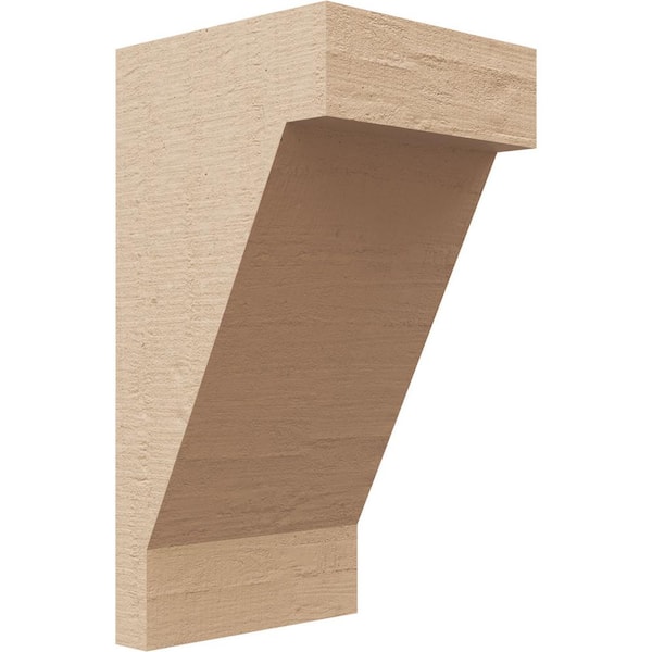Ekena Millwork 4 in. x 8 in. x 4 in. Series 2 Wide Burlington Rough Cedar Woodgrain Timberthane Polyurethane Corbel, Primed Tan